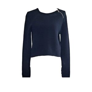 White House Black Market Black Long Sleeve Textured Sweater Zipper Accent Size L